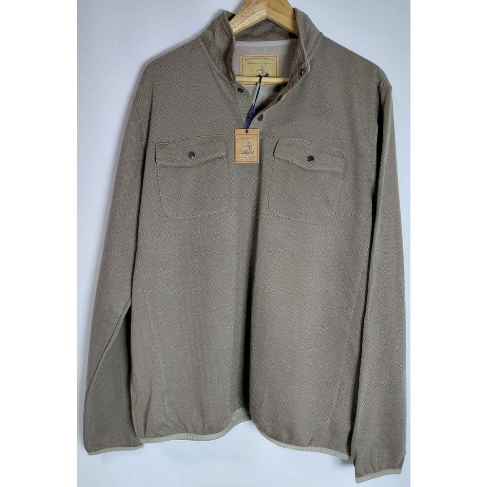 NWT Onward Reserve Glen Houndstooth Pullover Brown Knit Long Sleeve Size L